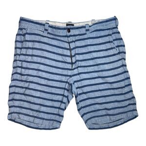 J Crew Stanton Shorts‎ Mens 35 Baird McNutt Irish Linen Blue Stripe Beach Preppy